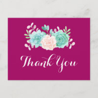 Pastel Pink & Green Floral Party Obrigado