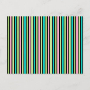 Cartão Postal Pastel Rainbow Vertical Lines Geometric Pink Green