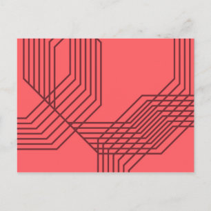 Cartão Postal Pastel Red, simples, moderno, design geométrico