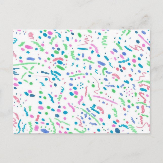 Cartão Postal Pastel Splatter Confetti Impressão (Frente)
