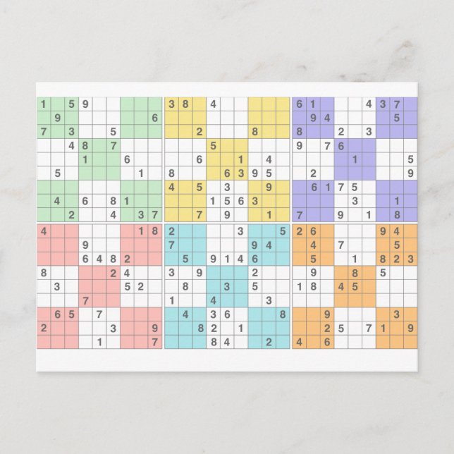Cartão Postal pastel sudoku (Frente)