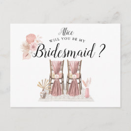 Cartão Postal Pastel Tropical Foliage Bridesmaid