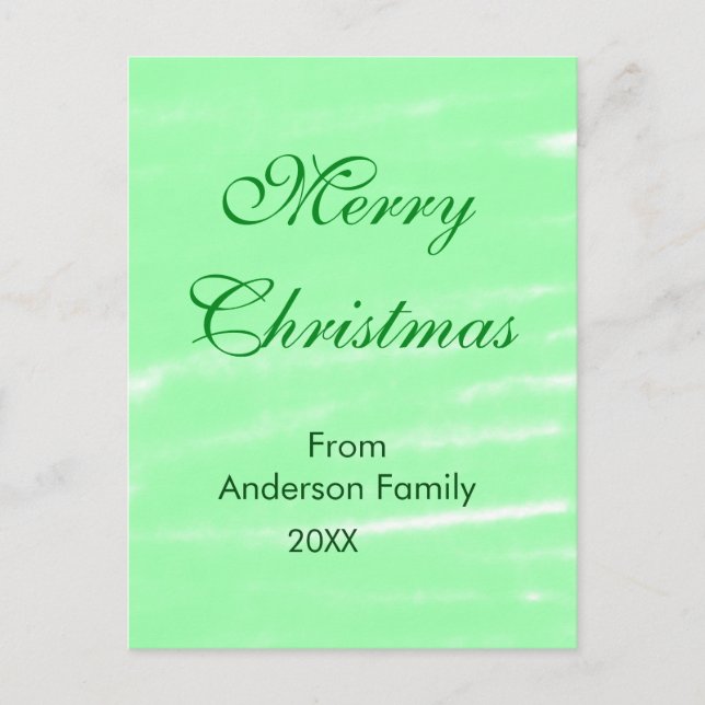 Cartão Postal Pastel verde aquarela feliz natal moderno (Frente)