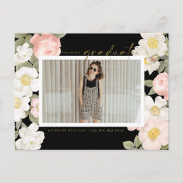 Cartão Postal Pastel Vintage Flores de Foto Negra