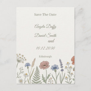 Cartão Postal Pastel Wildflower Save the Date