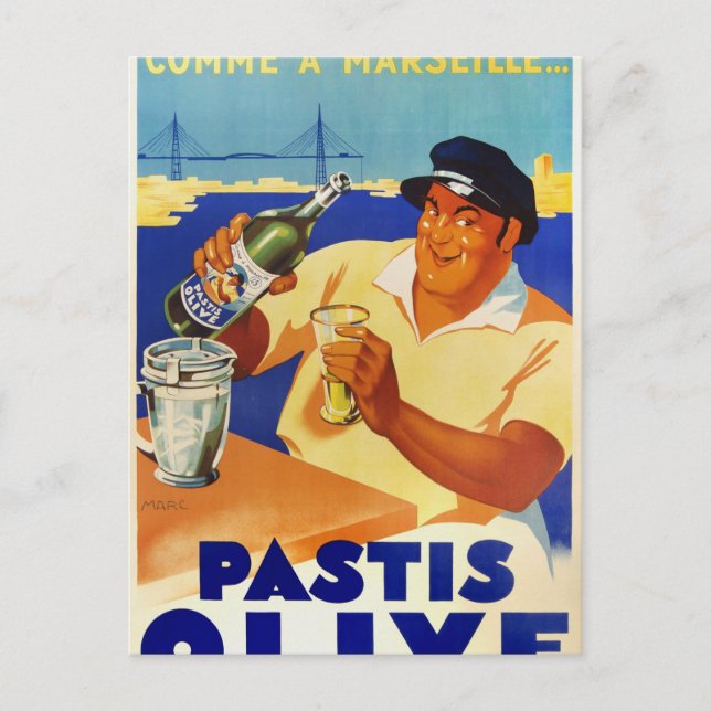 Cartão Postal Pastis Olive - Comme a Marselha (Frente)