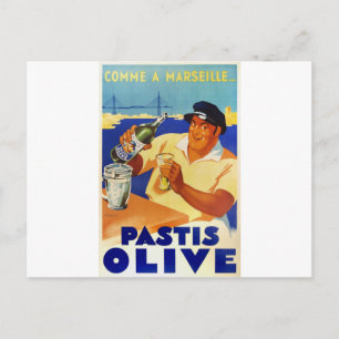 Cartão Postal Pastis Olive - Comme a Marselha