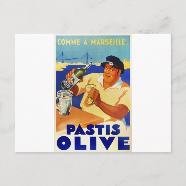 Cartão Postal Pastis Olive - Comme a Marselha (Frente)
