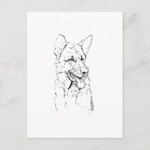 Cartão Postal Pastor Alemão, Ilustração de Cachorro Personalizad