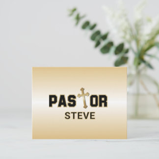 Cartão Postal Pastor Cruz Dourada Preta Personalizada