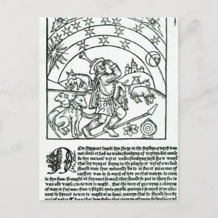 Cartão Postal Pastor sob sol, lua e estrelas