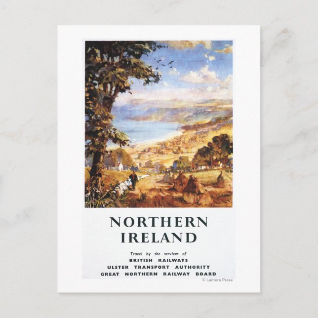 Cartão Postal Pastoral ScenMan and Dog British Railways (Frente)