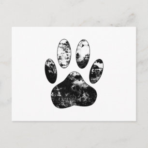 Cartão Postal Pata de cachorro em Grunge Preto e Branco Pet