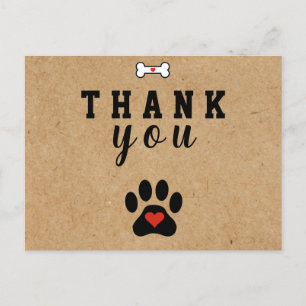 Cartão Postal Pata de Cachorro Rústica Agradecimento Personaliza