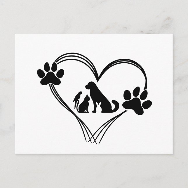 Cartão Postal Patas de animais de estimação  (Frente)