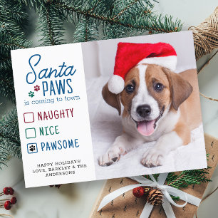 Cartão Postal Patas de Papai Noel Travesso Bonito Foto de Cachor