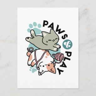 Cartão Postal Patas e Diversão – Adorável Ilustração de Gato