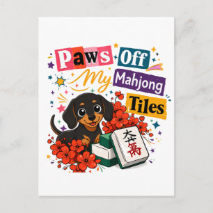 Cartão Postal Patas fora dos meus azulejos de Mahjong Dachshunds
