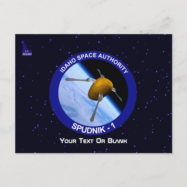 Cartão Postal Patch da Missão de Satélite Idaho Spudnik (Frente)