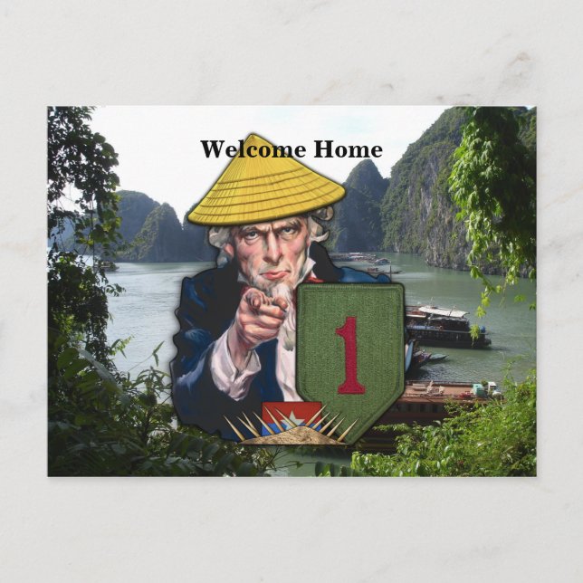 Cartão Postal patch do nome da divisão de infantaria de 1rua (Frente)