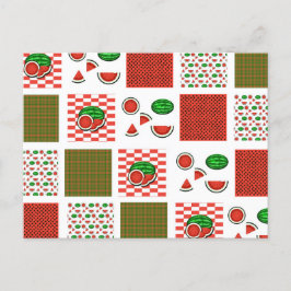 Cartão Postal Patchwork de melancia