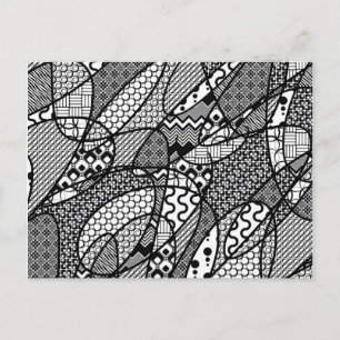 Cartão Postal Patchwork de padrão preto e branco 05