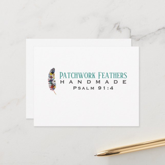 Cartão Postal Patchwork Feathers Blank  (Frente/Verso In Situ)