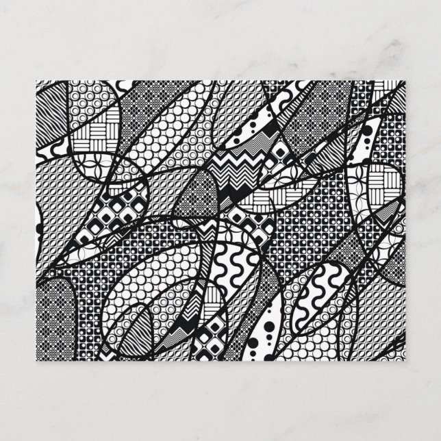 Cartão Postal Patchwork Preto e Branco Padrão 05 (Frente)