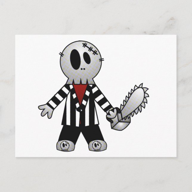 CARTÃO POSTAL PATCHY CHAINSAW HALLOWEEN SKELETON (Frente)