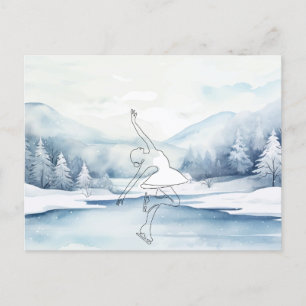 Cartão Postal Pateador de gelo elegante na Wonderland de inverno
