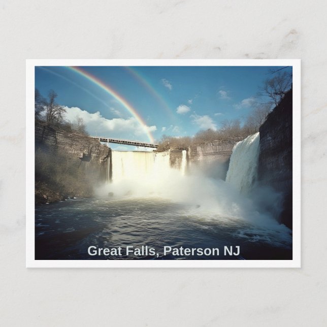 Cartão Postal Paterson NJ, Excelente Falls, Reimaginado, Rainbow (Frente)
