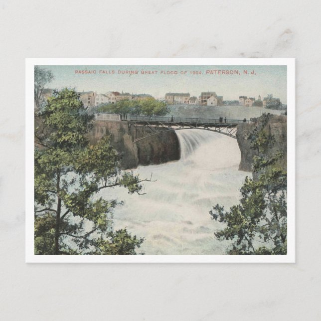 Cartão Postal Paterson NJ, Passaic Falls, Inundação de 1904 Vint (Frente)