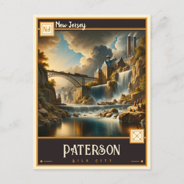 Cartão Postal Paterson, Nova Jersey | Vintage (Frente)
