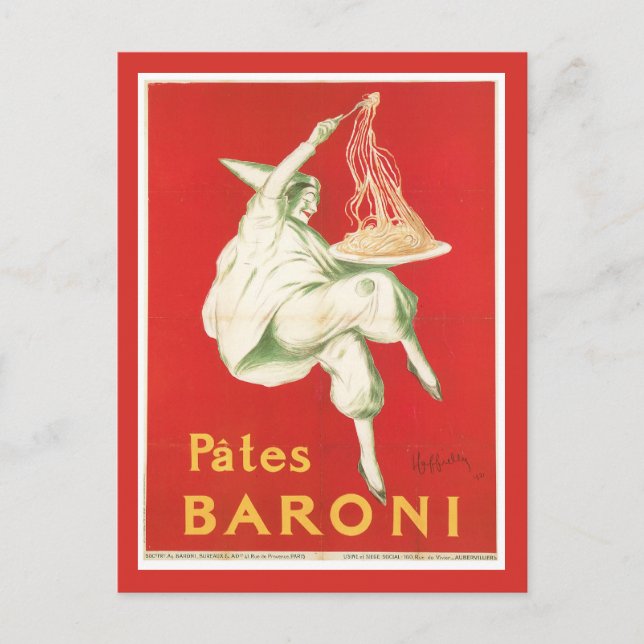 Cartão Postal Pates Baroni Vintage Comida Anúncio Art (Frente)