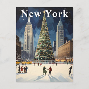 Cartão Postal Pátina do Inverno de Nova York Patinação no Gelo V