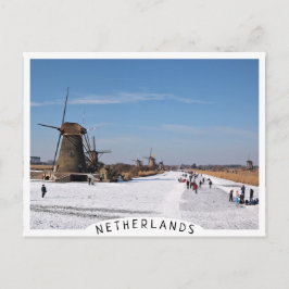 Cartão Postal Patinação de gelo ao longo dos moinhos de vento no