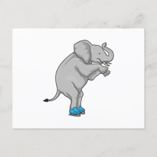Cartão Postal Patinação no gelo de elefante Patins de gelo