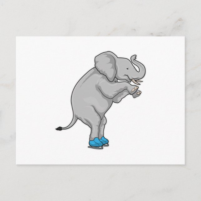 Cartão Postal Patinação no gelo de elefante Patins de gelo (Frente)