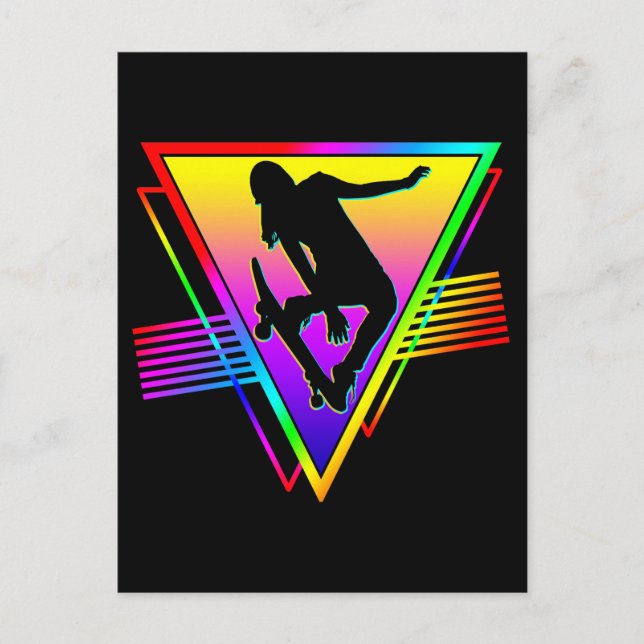 Cartão Postal Patinador de Skate Retro (Frente)