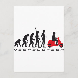 Cartão Postal patinete de evolução