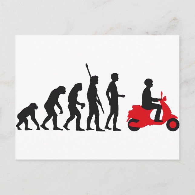 Cartão Postal patinete de evolução (Frente)