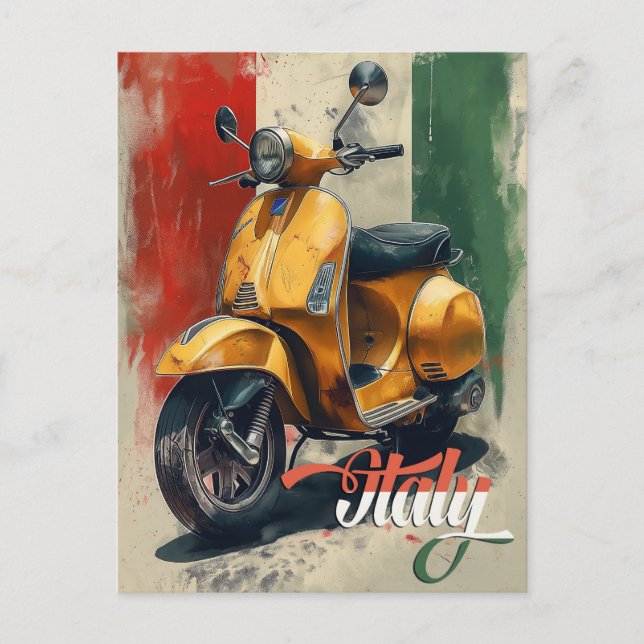 Cartão Postal Patinete italiano Vespa (Frente)