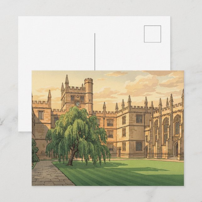 Cartão Postal Pátio da Universidade de Oxford (Frente/Verso)