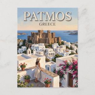 Cartão Postal Patmos Chora Grécia