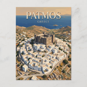 Cartão Postal Patmos Chora Grécia
