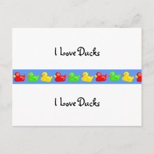Cartão Postal Pato Banner, Adoro Patos, Adoro Patos