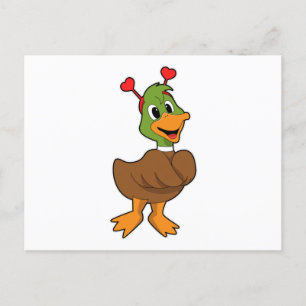 Cartão Postal Pato com Tiaro de Coração