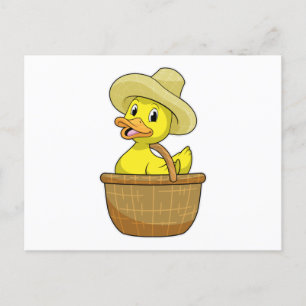 Cartão Postal Pato como Fazendeiro com Cesta