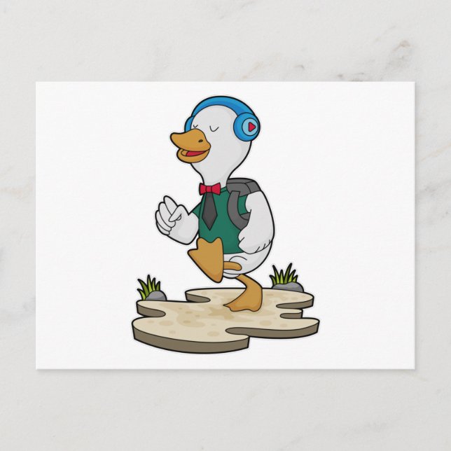 Cartão Postal Pato como Mochileiro com Mochila (Frente)