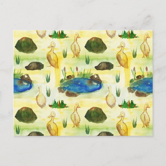 Cartão Postal Pato de aquarela (Frente)